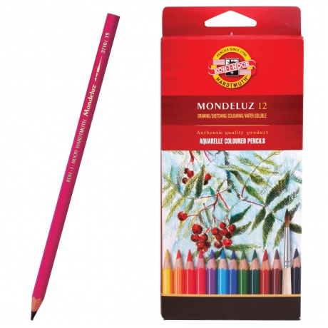 Карандаши цветные акварельные художественные KOH-I-NOOR Mondeluz, 12 цветов, 3,8 мм, заточенные, европодвес, 3716012001KSRU - фото 1