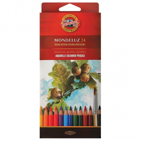 Карандаши цветные акварельные художественные KOH-I-NOOR Mondeluz, 24 цвета, 3,8 мм, заточенные, европодвес, 3718024001KSRU - фото 2