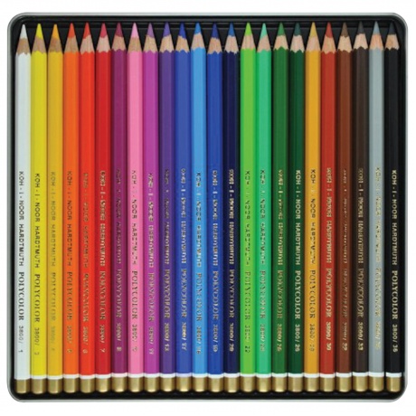 Карандаши цветные художественные KOH-I-NOOR Polycolor, 24 цвета, 3,8 мм, металлическая коробка, 3824024002PL - фото 3