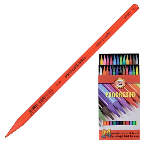 Карандаши цветные художественные KOH-I-NOOR Progresso, 24 цвета, 7,1 мм, в лаке, без дерева, заточенные, 8758024007PZ - фото 1