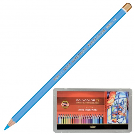 Карандаши цветные художественные KOH-I-NOOR Polycolor, 72 цвета, 3,8 мм, металлическая коробка, 3827072001PL - фото 1