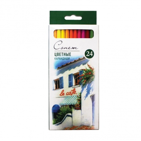 Карандаши цветные профессиональные Сонет, 24 цвета, в картонной упаковке с европодвесом, 13141433 - фото 2