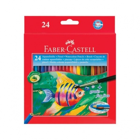 Карандаши акварельные Faber-Castell Colour Pencils 24 цвета + кисть 114425 - фото 1