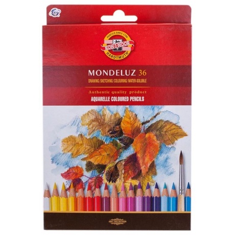 Карандаши цветные акварельные художественные KOH-I-NOOR Mondeluz, 36 цветов, 3,8 мм, заточенные, европодвес, 3719036001KZRU хорошее состояние - фото 1