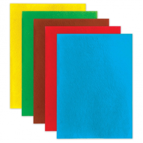 Цветной фетр для творчества, А4, BRAUBERG/ОСТРОВ СОКРОВИЩ, 5 листов, 5 цветов, толщина 2 мм, 660620, (5 шт.) - фото 3