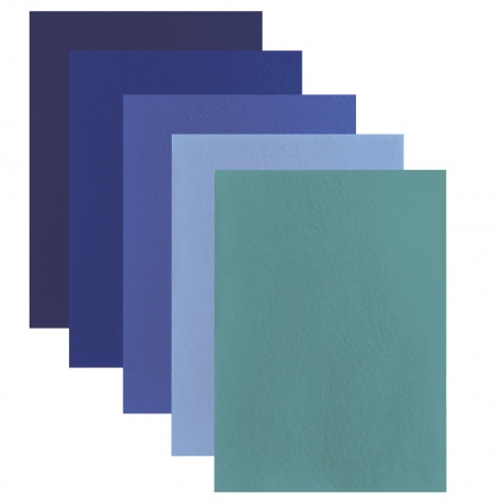 Цветной фетр для творчества, А4, BRAUBERG/ОСТРОВ СОКРОВИЩ, 5 листов, 5 цветов, толщина 2 мм, оттенки синего, 660641, (5 шт.) - фото 3