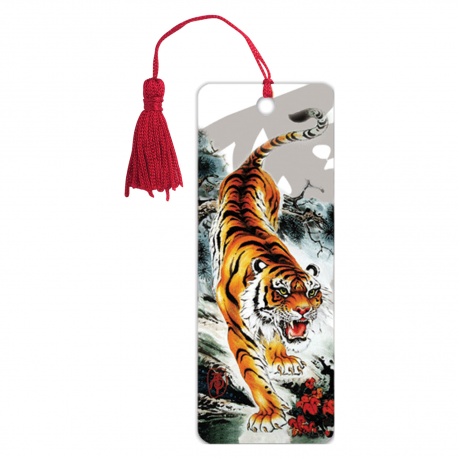 Закладка для книг 3D, BRAUBERG, объемная, Бенгальский тигр, с декоративным шнурком-завязкой, 125755, (Цена за 6 шт.) - фото 1