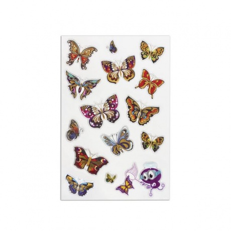 Наклейки гелевые Яркие бабочки, с тиснением фольгой, 10*15 см, ЮНЛАНДИЯ - фото 2