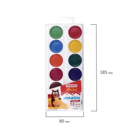 Краски акварельные ПИФАГОР МЕДОК, 12 цветов, без кисти, пластиковая коробка (15 шт.)  - фото 6