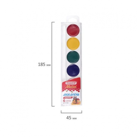 Краски акварельные ПИФАГОР МЕДОК, 6 цветов, без кисти, пластиковая коробка (20 шт.)  - фото 5