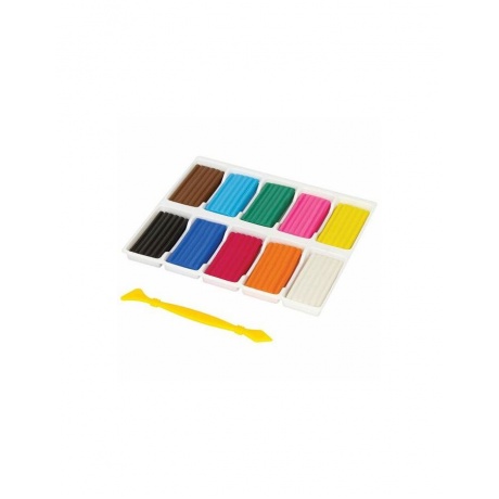 Пластилин классический BRAUBERG 10 цветов, 250 г, со стеком, ВЫСШЕЕ КАЧЕСТВО, картонная упаковка, 103349, (8 шт.) - фото 2