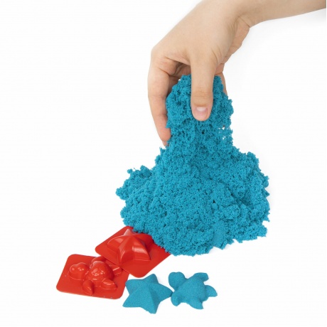 665095, Песок для лепки кинетический BRAUBERG KIDS, синий, 500 г, 2 формочки, ведерко, 665095 - фото 5