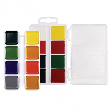 Краски акварельные BRAUBERG, 16 цветов, медовые, пластиковая коробка, без кисти, 190552, (Цена за 8 шт.) - фото 2