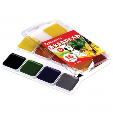 Краски акварельные BRAUBERG, 16 цветов, медовые, пластиковая коробка, без кисти, 190552, (Цена за 8 шт.) - фото 3