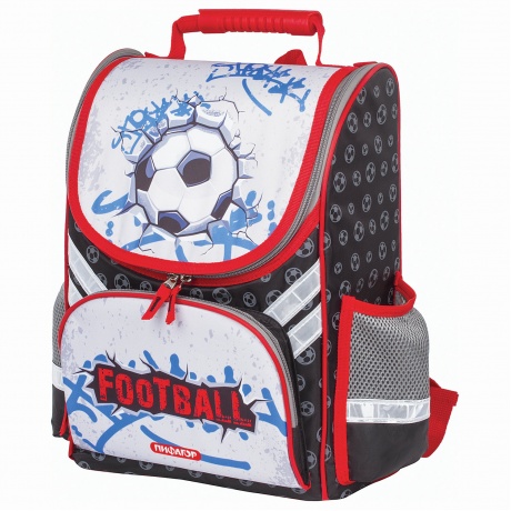 Ранец для учеников начальной школы ПИФАГОР, Футбольный мяч, 36х28х15 см, 227933 - фото 1