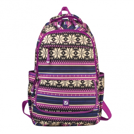 Рюкзак BRAUBERG молодежный, Фиолетовые узоры, канвас, 47х32х14 см, 227069 - фото 1
