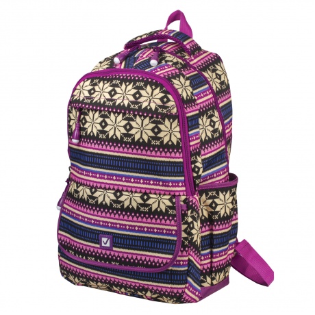 Рюкзак BRAUBERG молодежный, Фиолетовые узоры, канвас, 47х32х14 см, 227069 - фото 3