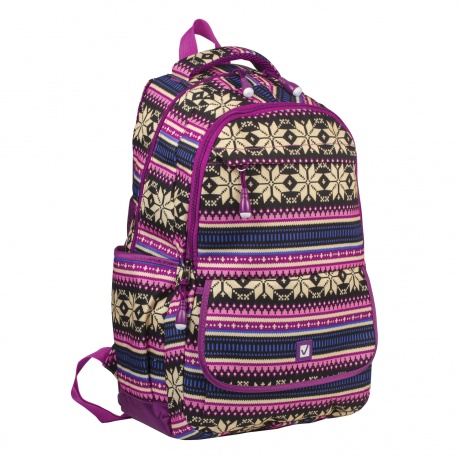 Рюкзак BRAUBERG молодежный, Фиолетовые узоры, канвас, 47х32х14 см, 227069 - фото 5