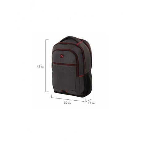 Рюкзак BRAUBERG универсальный, с отд.для ноутбука, BOSTON, серый, 47х30х14 см - фото 13