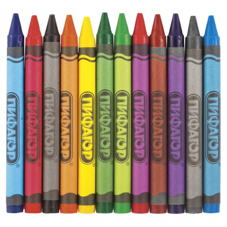Восковые карандаши ПИФАГОР, 12 цветов, 222962, (Цена за 16 шт.) - фото 2