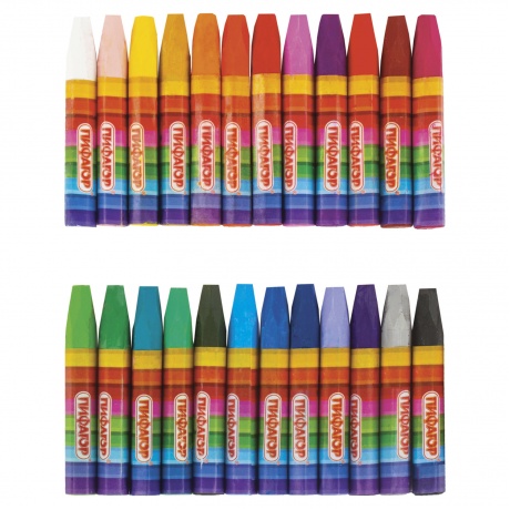 Восковые мелки утолщенные ПИФАГОР, 24 цвета, на масляной основе, яркие цвета, 222972, (Цена за 4 шт.) - фото 2