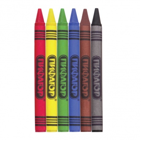 Восковые карандаши ПИФАГОР СОЛНЫШКО, НАБОР 6 цветов, 227278, (Цена за 30 шт.) - фото 2