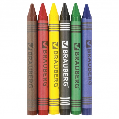 Восковые карандаши BRAUBERG АКАДЕМИЯ, НАБОР 6 цветов, 227282, (Цена за 24 шт.) - фото 2