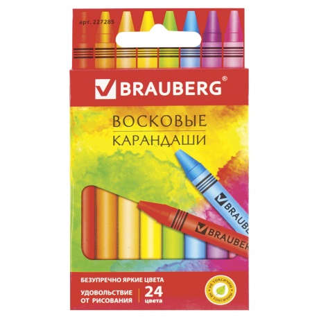 Восковые карандаши BRAUBERG АКАДЕМИЯ, НАБОР 24 цвета, 227285, (Цена за 12 шт.) - фото 1