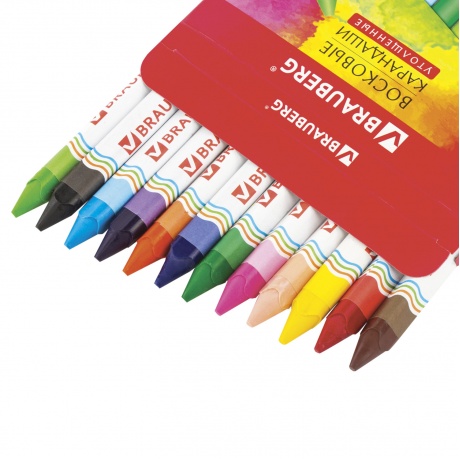 Восковые карандаши утолщенные BRAUBERG АКАДЕМИЯ, НАБОР 12 цветов, 227287, (Цена за 6 шт.) - фото 4