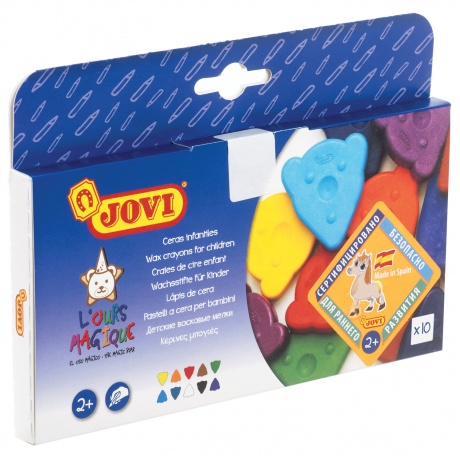 Восковые мелки фигурные JOVI (Испания), 10 цветов, для малышей, картонная коробка, 941 - фото 2