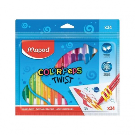 Восковые мелки MAPED (Франция) Color'peps Twist, 24 цв, выкручивающиеся в пластик.корпусе - фото 1