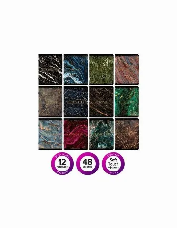 404326, Тетради предметные, КОМПЛЕКТ 12 ПРЕДМЕТОВ, MARBLE, 48 л....