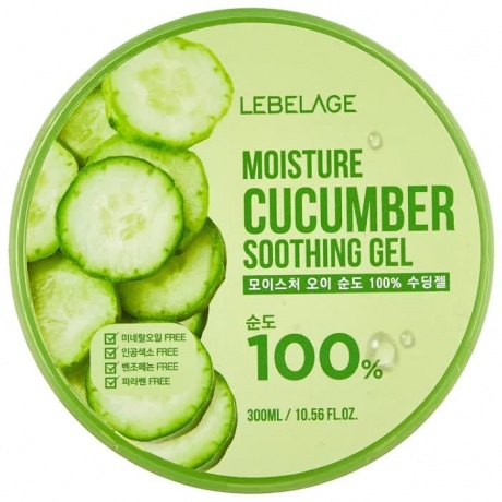 Увлажняющий успокаивающий гель с огурцом, 300мл, LEBELAGE LEBELAGE Moisture Cucumber Purity 100% Soothing Gel, 300ml - фото 1