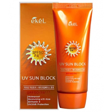 EKEL Солнцезащитный крем с экстрактом алоэ UV Sun Block SPF 50/PA+++, 70мл - фото 2