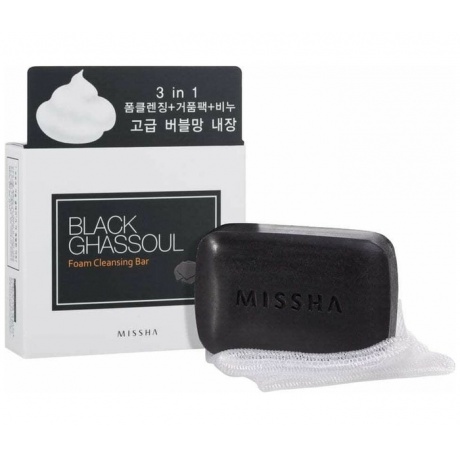 Минеральное мыло MISSHA Black Ghassoul Foam Cleansing Bar 80 гр - фото 1