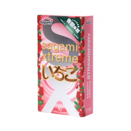 Презервативы латексные Sagami Xtreme Strawberry №10, 19 см - фото 2