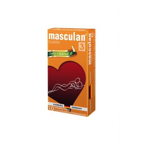 Презервативы Masculan Classic 3 , 10 шт. С колечками и пупырышками (Dotty+Ribbed) ШТ - фото 2