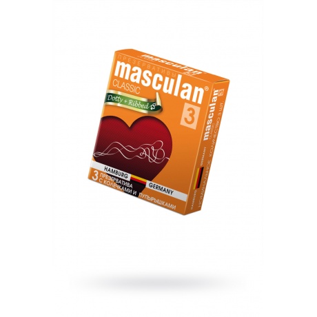 Презервативы Masculan Classic 3 , 3 шт. С колечками и пупырышками (Dotty+Ribbed) ШТ - фото 1