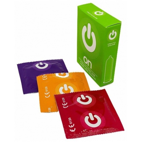Презервативы On, fruit, color, цветные, аромат, 18 см, 5,4 см, 3 шт. - фото 2