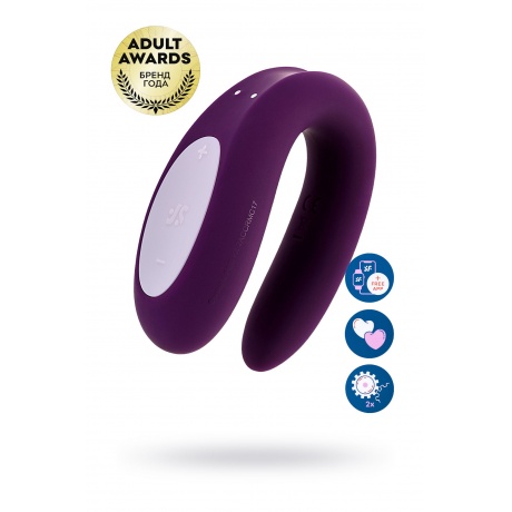 Многофункциональный стимулятор для пар Satisfyer Partner Double Joy, силикон, фиолетовый, 18 см. - фото 1