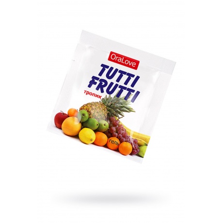 Съедобная гель-смазка TUTTI-FRUTTI для орального секса со вкусом экзотических фруктов ,4гр по 20 шт - фото 1