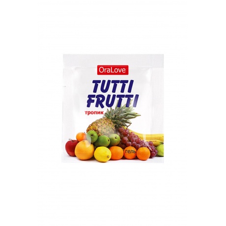 Съедобная гель-смазка TUTTI-FRUTTI для орального секса со вкусом экзотических фруктов ,4гр по 20 шт - фото 2
