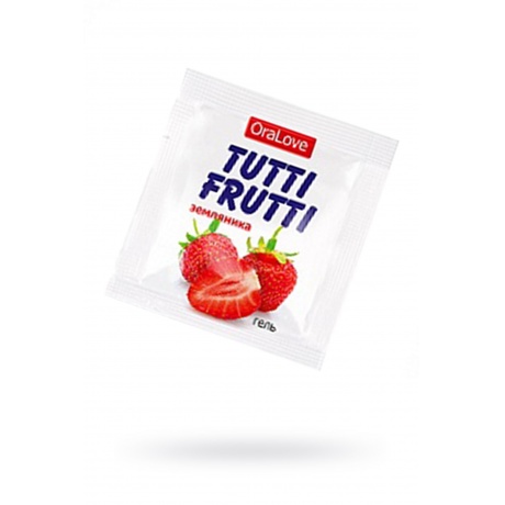 Съедобная гель-смазка TUTTI-FRUTTI для орального секса со вкусом земляники , 4гр по 20 шт в упаковке - фото 1