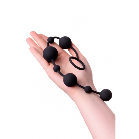 Анальная цепочка Toyfa A-toys с шариками, силикон, черный, 35,9см - фото 5