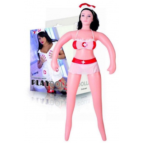 Кукла надувная Nurse Emilia реалистичная голова,брюнетка, TOYFA Dolls-X, с двумя отверстиями,вставка - фото 1