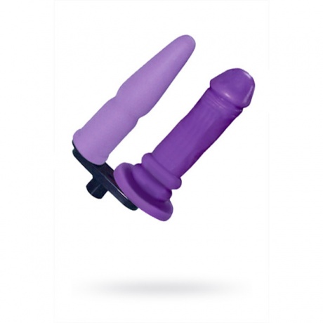 Сменная двойная насадка для секс машин, Diva, фаллос, TPR, фиолетовый, 16 см - фото 1