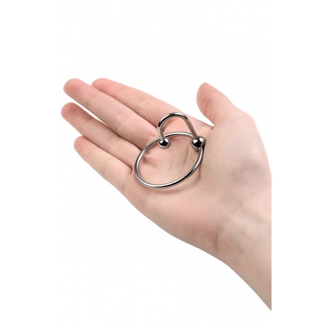 Кольцо на пенис TOYFA Metal с уретральным стоппером, серебристое, ?4см - фото 3