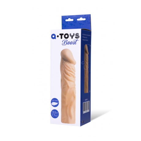 Насадка на пенис TOYFA A-Toys , SoftSkin, Телесный, 19,5 см - фото 3