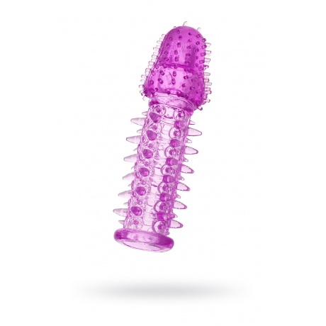 Насадка на пенис с ворсинками TOYFA, TPE, фиолетовая, 13,5 см - фото 1