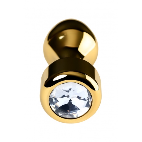 Анальная втулка Metal by TOYFA, металл, золотистая, с кристаллом цвета алмаз, 10,8 см, ? 4 см, 195 г - фото 3